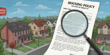 Illustration of federal housing policy changes impacting US homeowners by mid-2025, showing homes and financial documents.