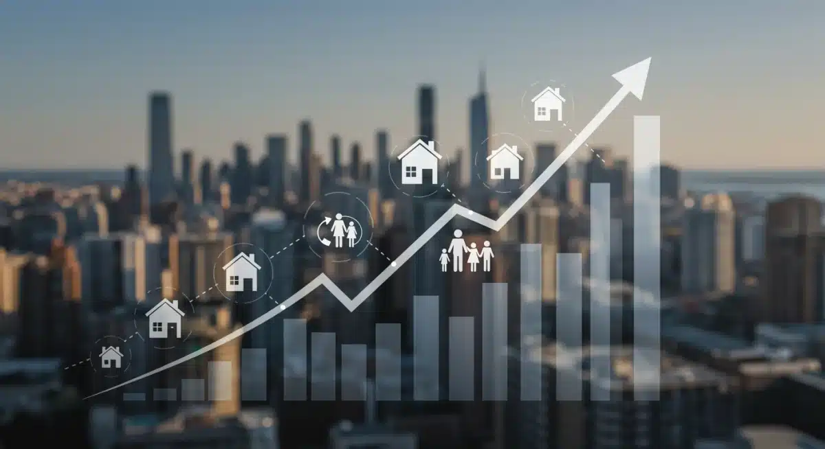 Financial graph illustrating housing market trends and demographic impacts of new federal policies.