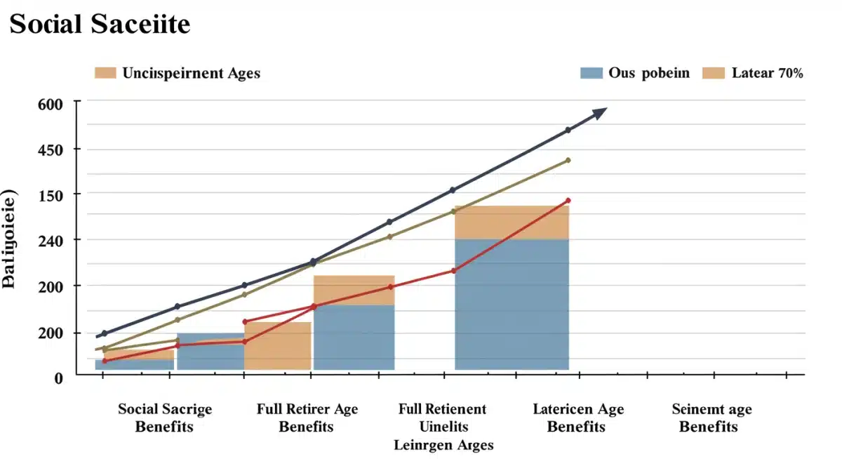 Chart illustrating Social Security benefit increases based on different claiming ages.