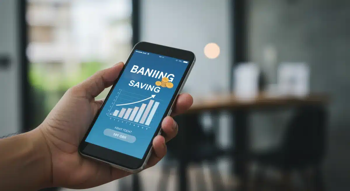 Person using a banking app on a smartphone to monitor high-yield savings account growth.