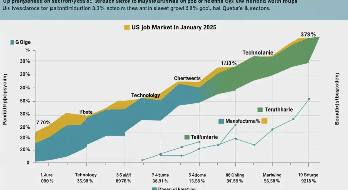 Infographic detailing sector contributions to US job market growth January 2025