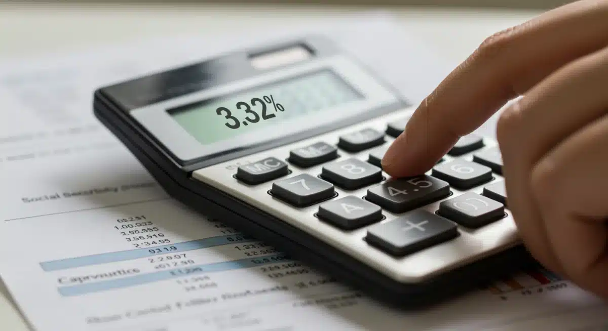 Calculator showing 3.2 percent increase on Social Security statement