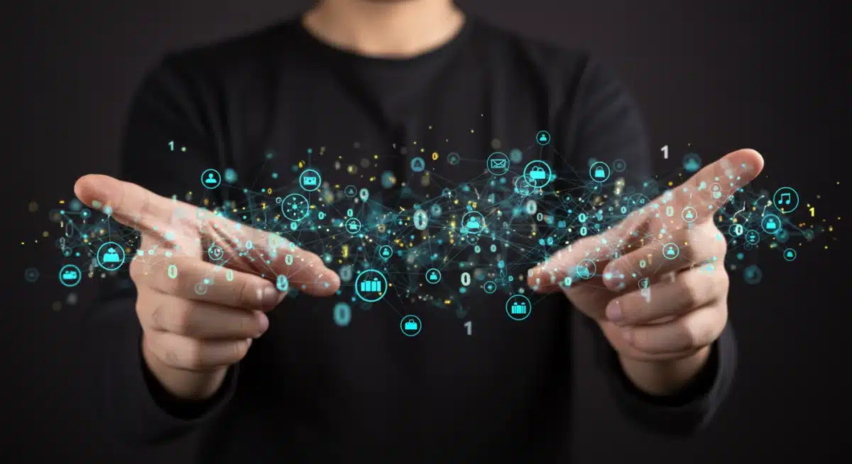 Interconnected data network symbolizing public health information sharing.