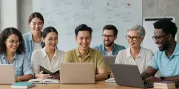 Adults studying together in a classroom, representing 2026 education benefits