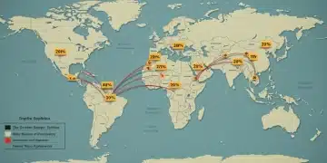 Global trade map with tariff symbols indicating new US import duties