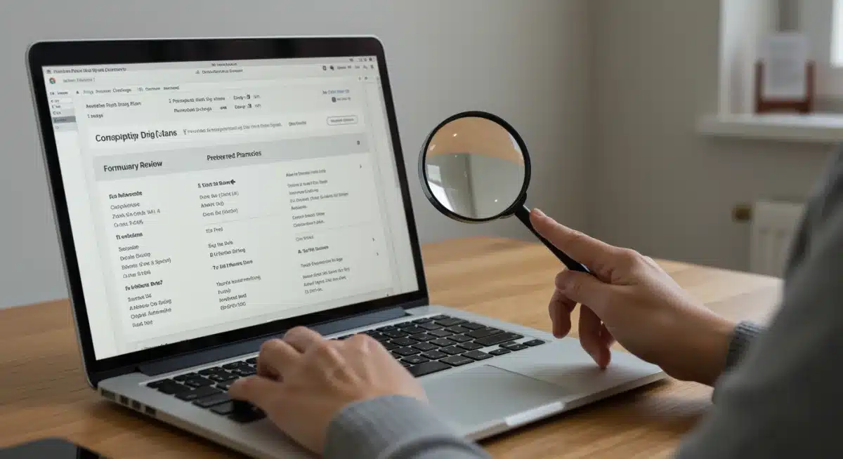 Person comparing prescription drug plans online using a healthcare portal