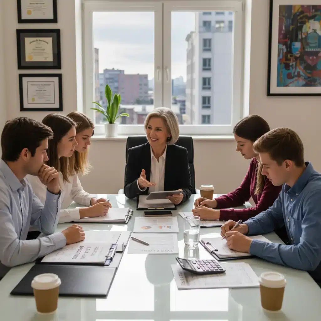 Diverse group consulting financial advisor about home loan and tax forms.