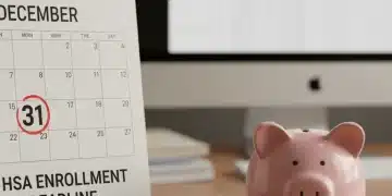 December 31st circled on a calendar with coins, representing the HSA enrollment deadline.