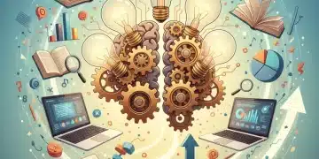 Brain with gears and lightbulbs representing enhanced learning retention and academic success