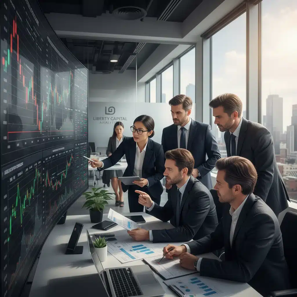 Financial analysts discussing Federal Reserve interest rate decision