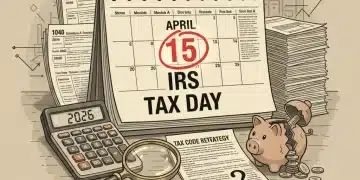 Tax documents and calendar showing April 15th, symbolizing 2026 IRS tax changes and financial planning.